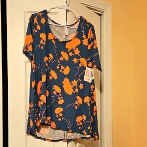 Floral Women's Top in Blue and Peach